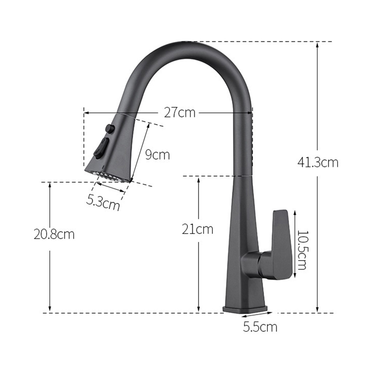 Grifo monomando para fregadero de cocina, rociador giratorio de latón montado en cubierta con un solo orificio, grifo mezclador