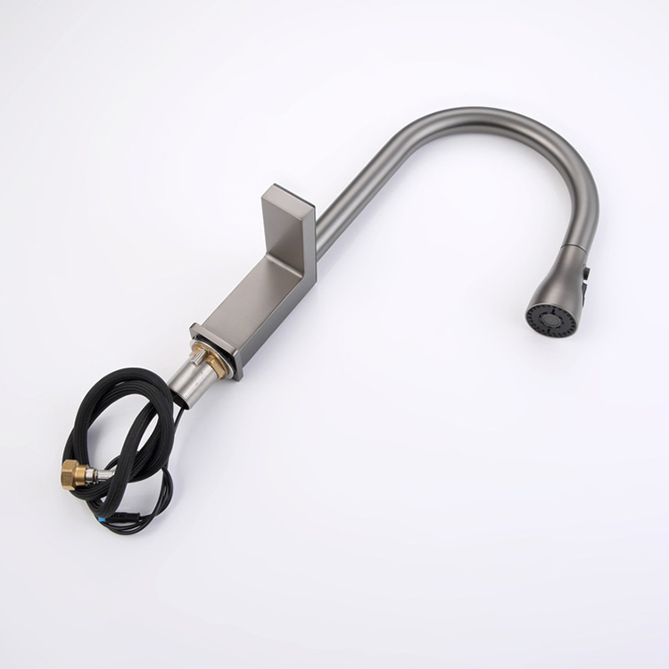 Grifos de cocina retráctiles con pantalla digital de temperatura de latón con rociador desplegable