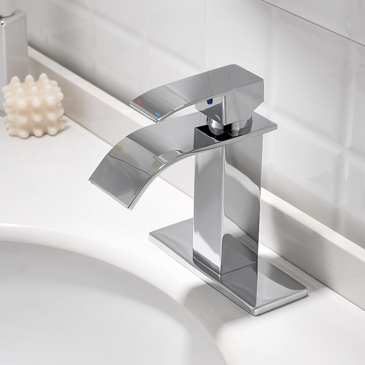 Mezclador de agua fría y caliente negro mate, grifo de lavabo en cascada para baño, acero inoxidable