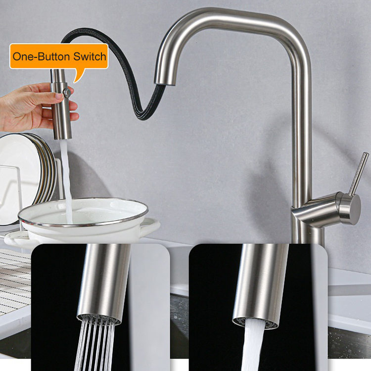 Grifo monomando de acero inoxidable para fregadero de cocina, mezclador Taos