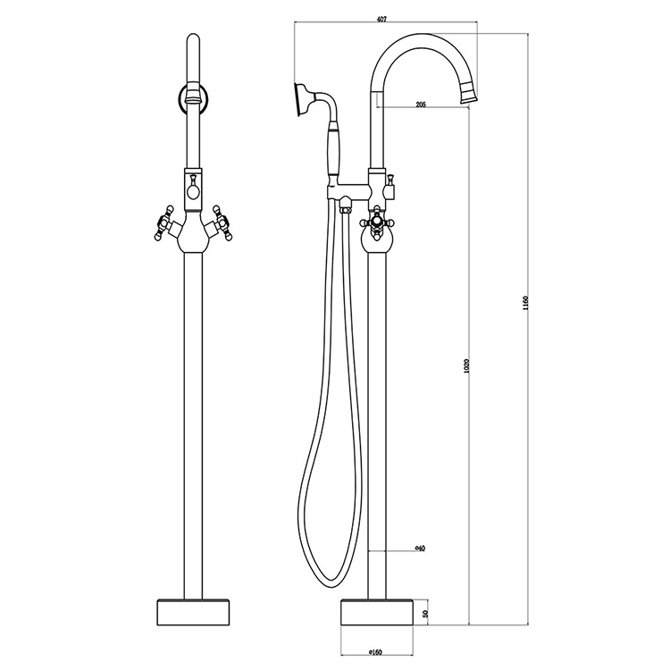 Grifo para bañera con montaje en suelo para baño, grifo independiente para bañera