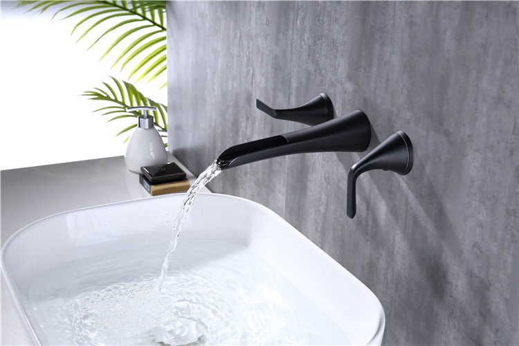 Mezclador de grifo de lavabo de baño oculto de 3 orificios