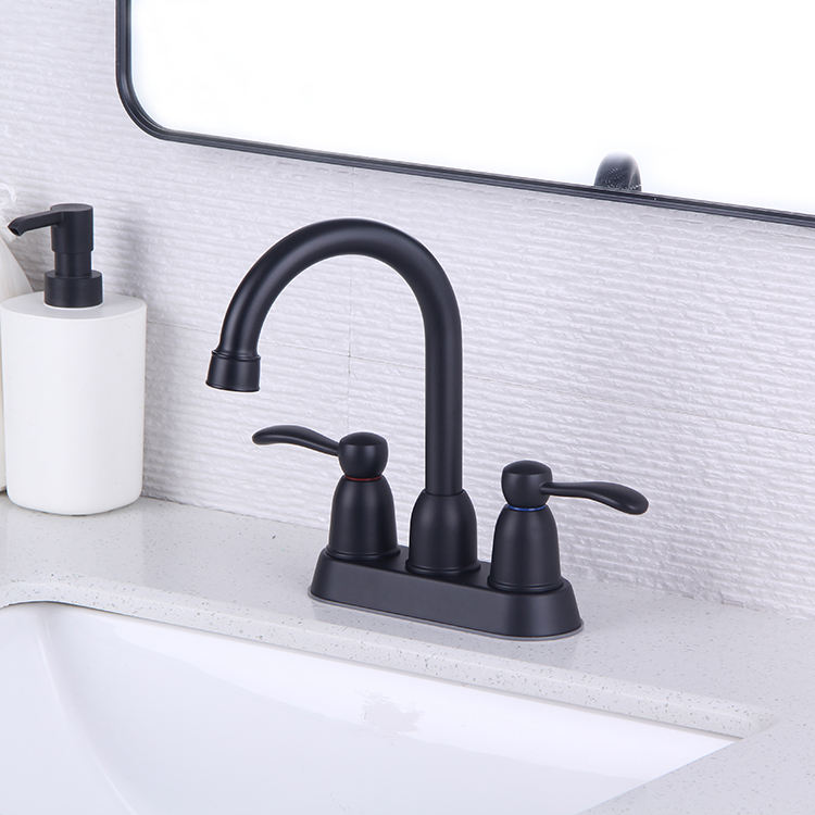 New Design Stainless Steel Dual Handle 2 Holes 4" inch Centerset Bathroom Basin Sink Faucet