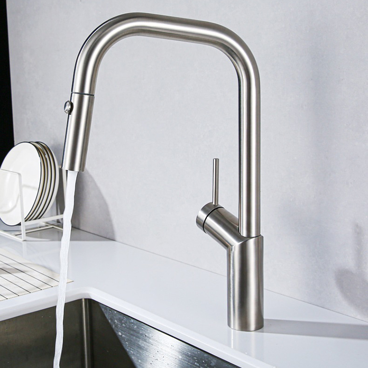 Grifo monomando de acero inoxidable para fregadero de cocina, mezclador Taos