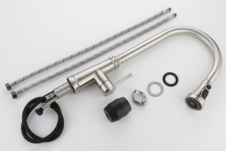 Mezclador de agua de cocina retráctil, grifo de cocina abatible de acero inoxidable 304
