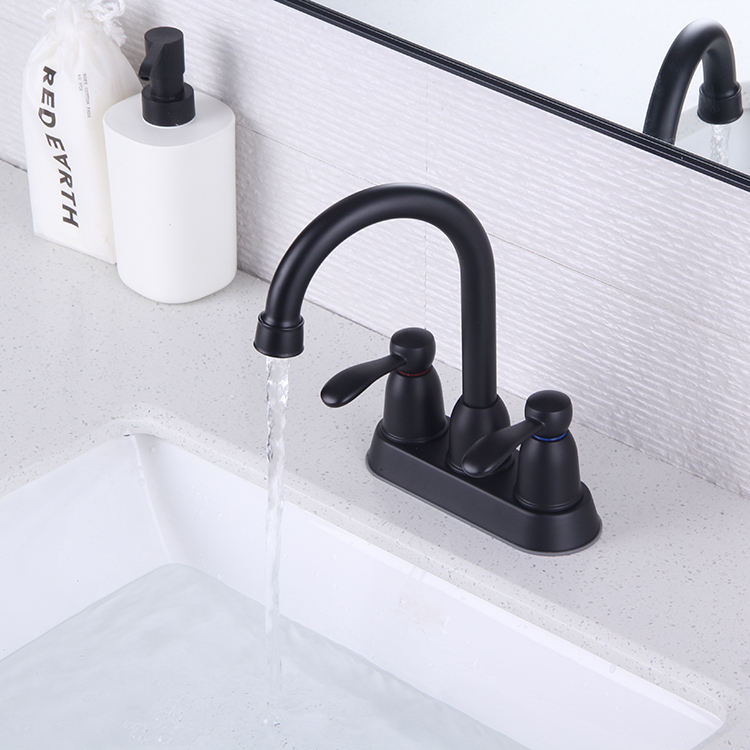 New Design Stainless Steel Dual Handle 2 Holes 4" inch Centerset Bathroom Basin Sink Faucet