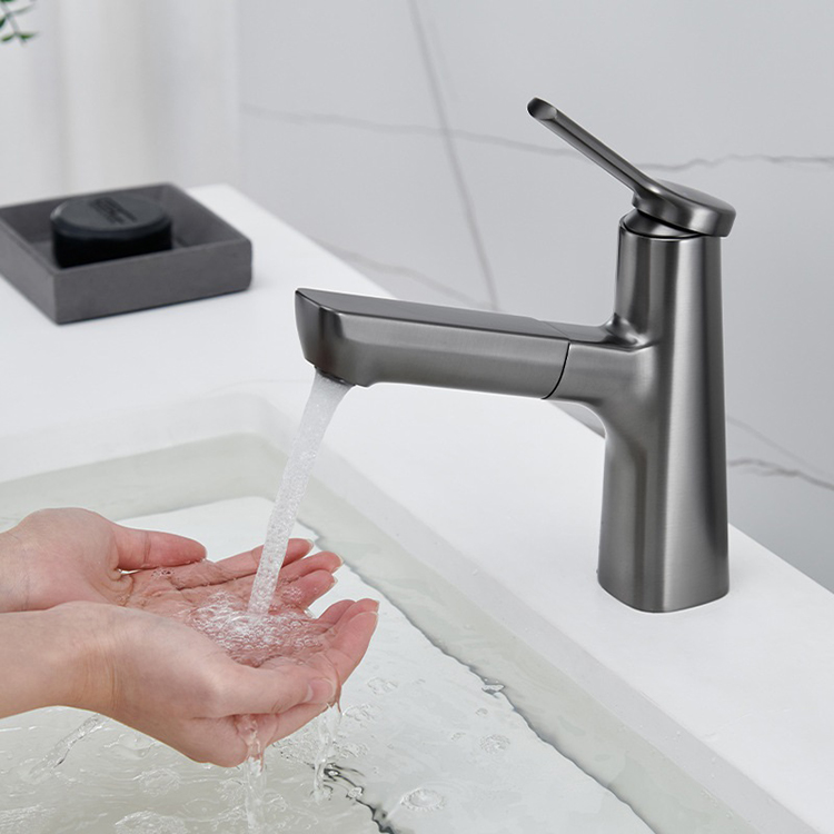 Grifo de lavabo extraíble montado en cubierta, grifo de baño con rociador