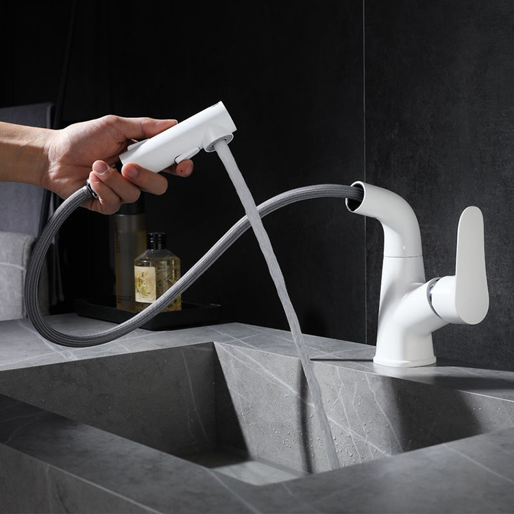 Grifo extraíble cromado para lavabo con rotación de 360 ​​grados