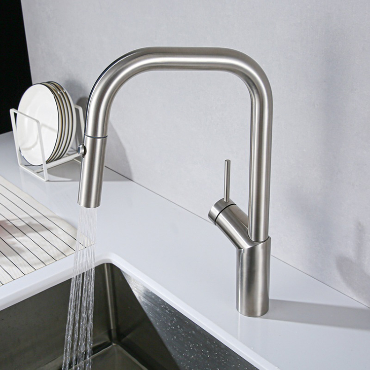 Grifo monomando de acero inoxidable para fregadero de cocina, mezclador Taos
