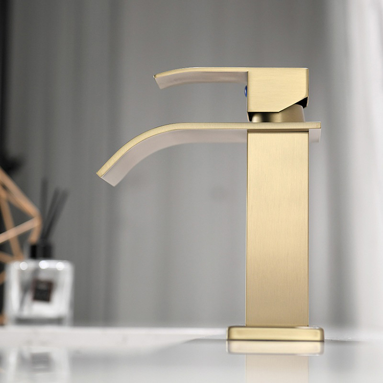 Mezclador de agua fría y caliente negro mate, grifo de lavabo en cascada para baño, acero inoxidable