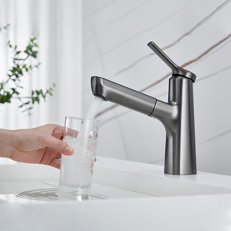 Grifo de lavabo extraíble montado en cubierta, grifo de baño con rociador