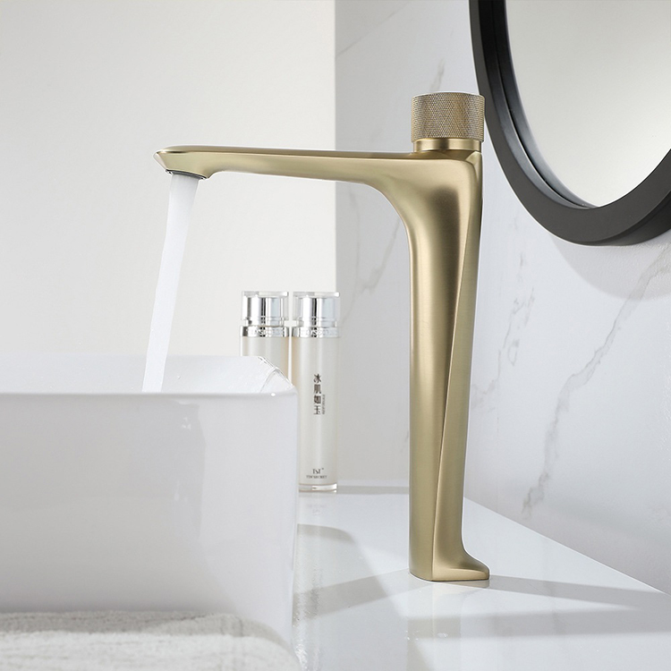 Grifo para lavabo de baño, mezclador de lavabo alto de un solo orificio montado en cubierta