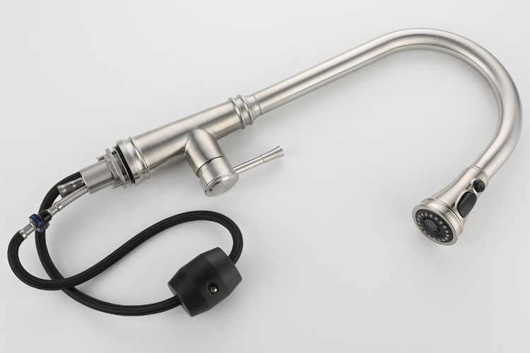 Mezclador de agua de cocina retráctil, grifo de cocina abatible de acero inoxidable 304