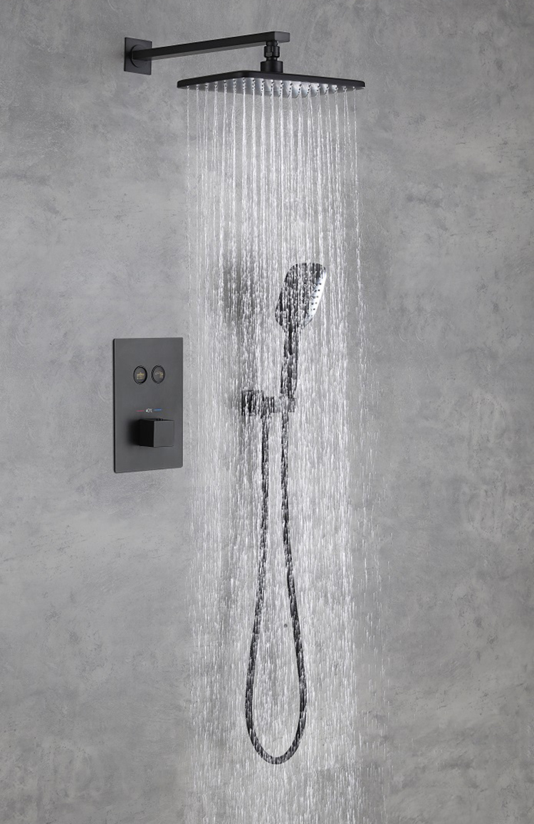 Juego de sistema de cabezal de ducha termostático oculto para baño