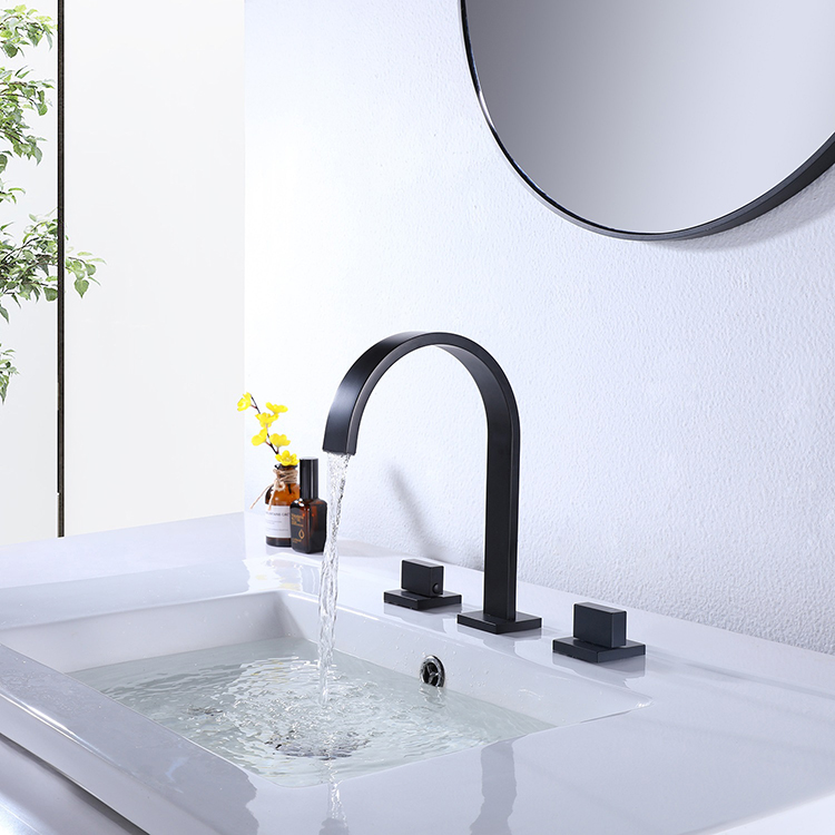 Grifo para lavabo de baño generalizado con 3 orificios y 2 manijas de arco alto
