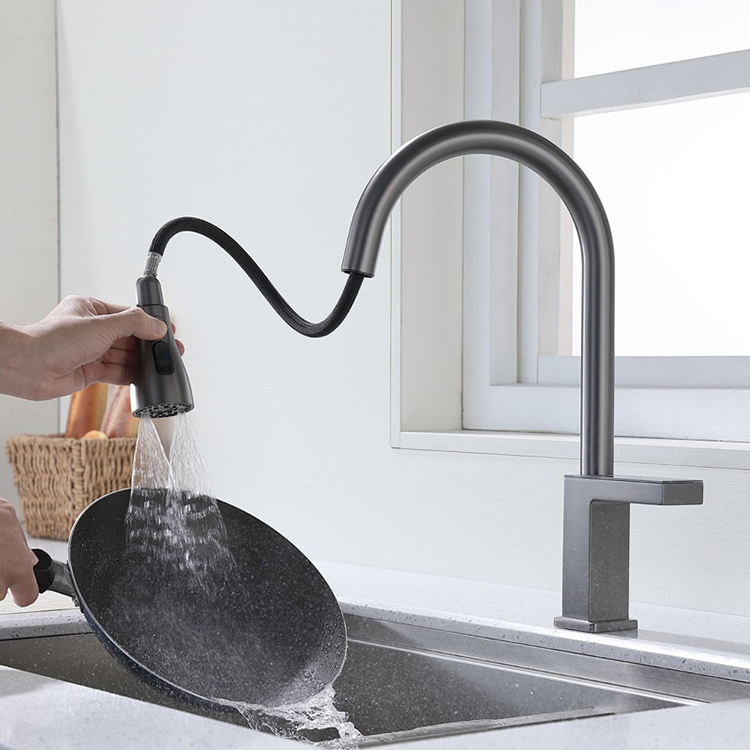 Grifos de cocina retráctiles con pantalla digital de temperatura de latón con rociador desplegable
