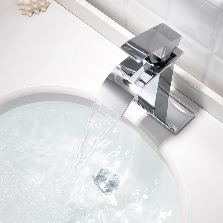 Mezclador de agua fría y caliente negro mate, grifo de lavabo en cascada para baño, acero inoxidable