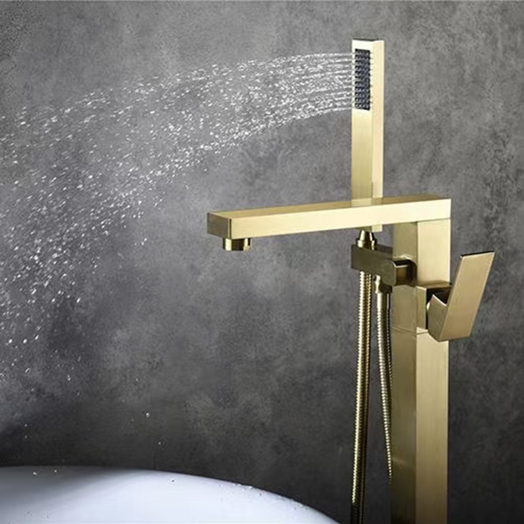 Grifo de ducha de llenado de bañera independiente de baño negro mate de fábrica JIANGMEN