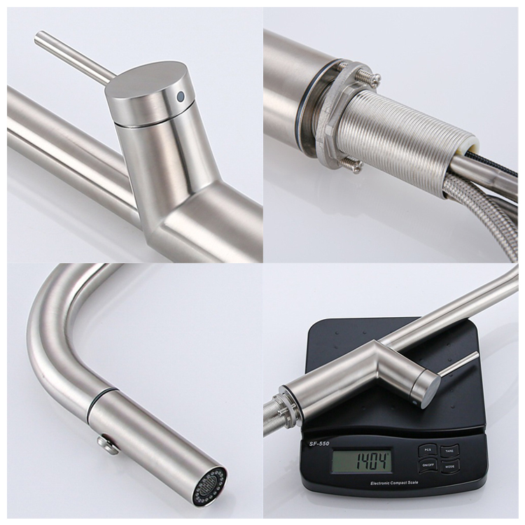 Grifo monomando de acero inoxidable para fregadero de cocina, mezclador Taos