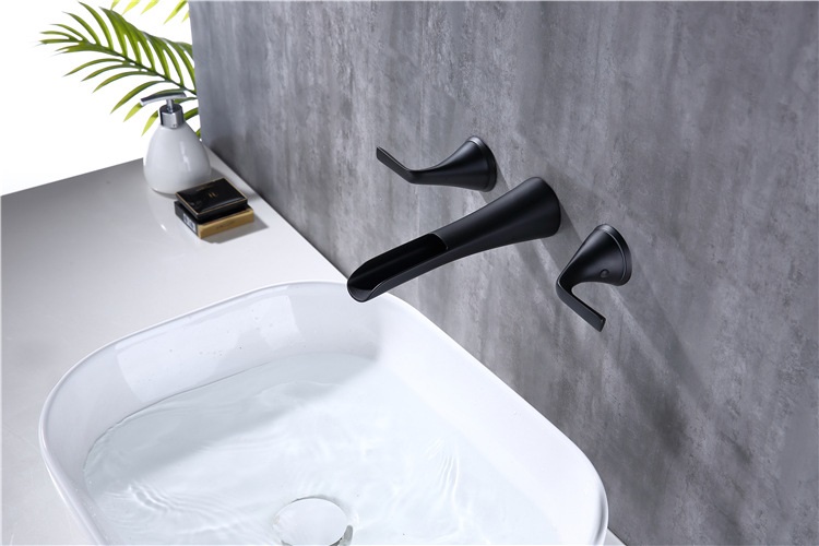 Mezclador de grifo de lavabo de baño oculto de 3 orificios