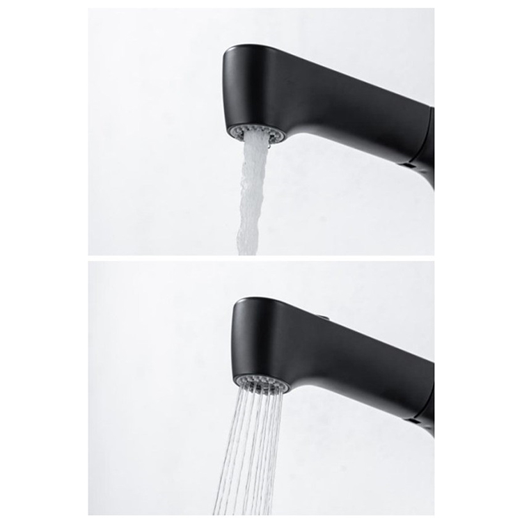 Grifo monomando para lavabo extraíble con un solo orificio, color negro