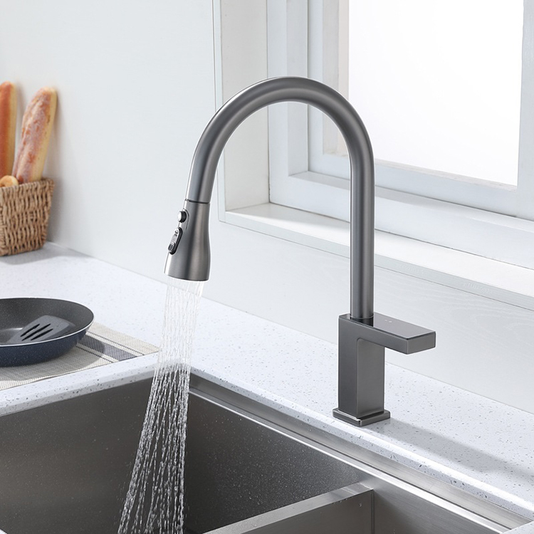 Grifos de cocina retráctiles con pantalla digital de temperatura de latón con rociador desplegable
