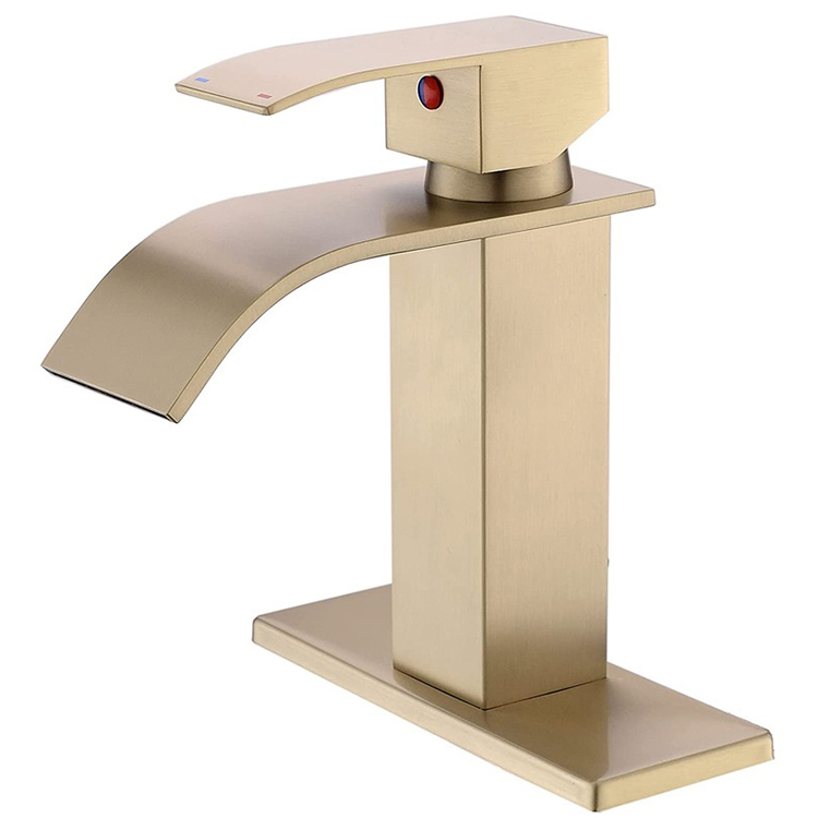 Mezclador de agua fría y caliente negro mate, grifo de lavabo en cascada para baño, acero inoxidable