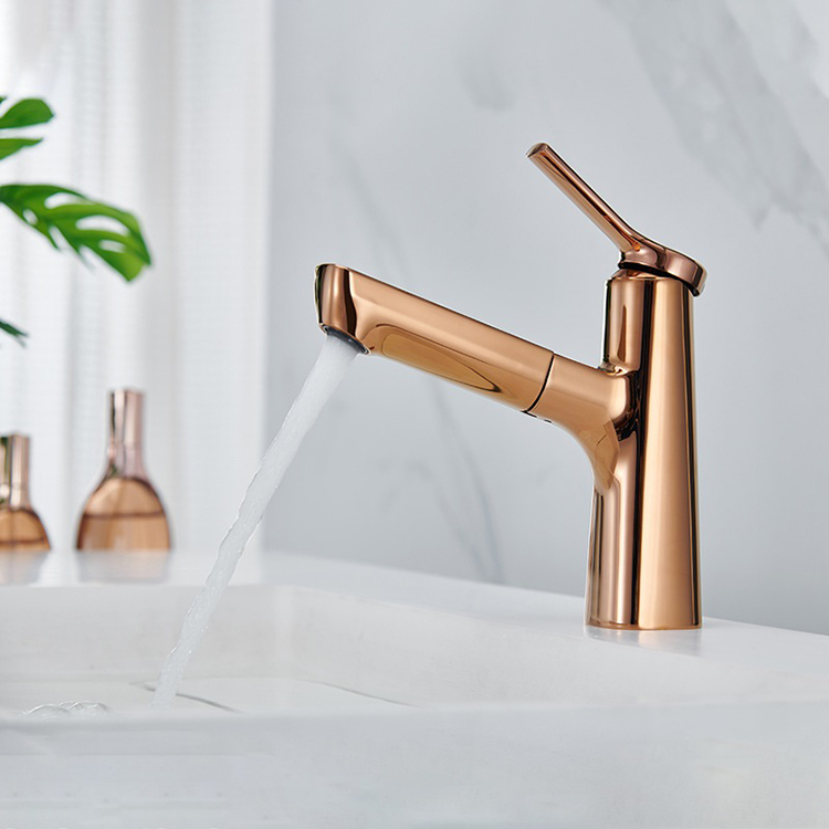 Grifo de lavabo extraíble montado en cubierta, grifo de baño con rociador