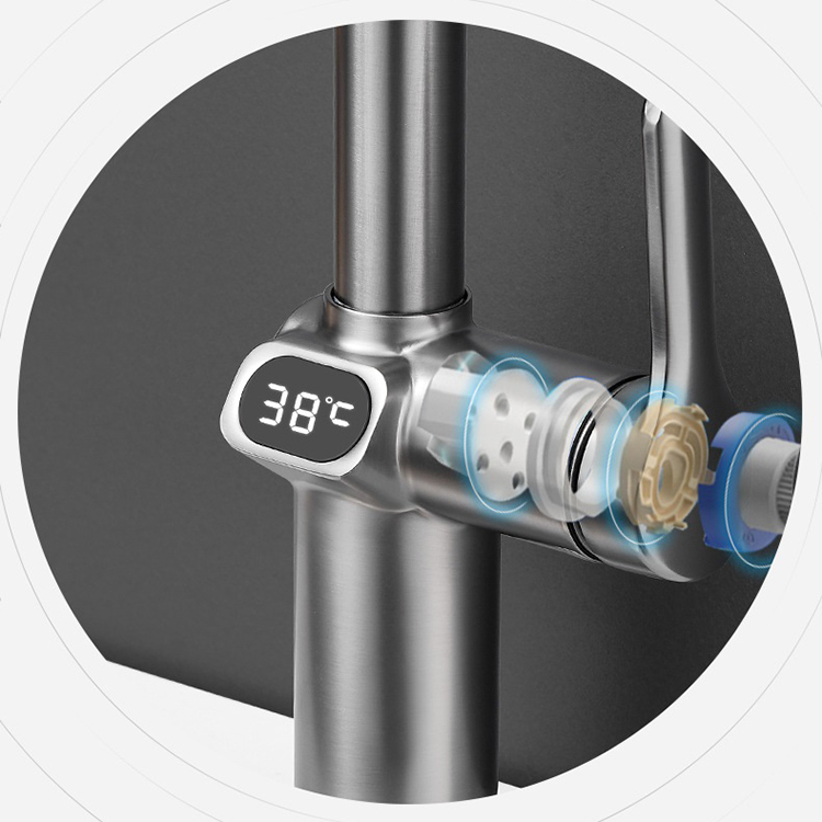 Grifo giratorio moderno de 360 ​​grados para fregadero de cocina, grifo extraíble con pantalla Digital de temperatura