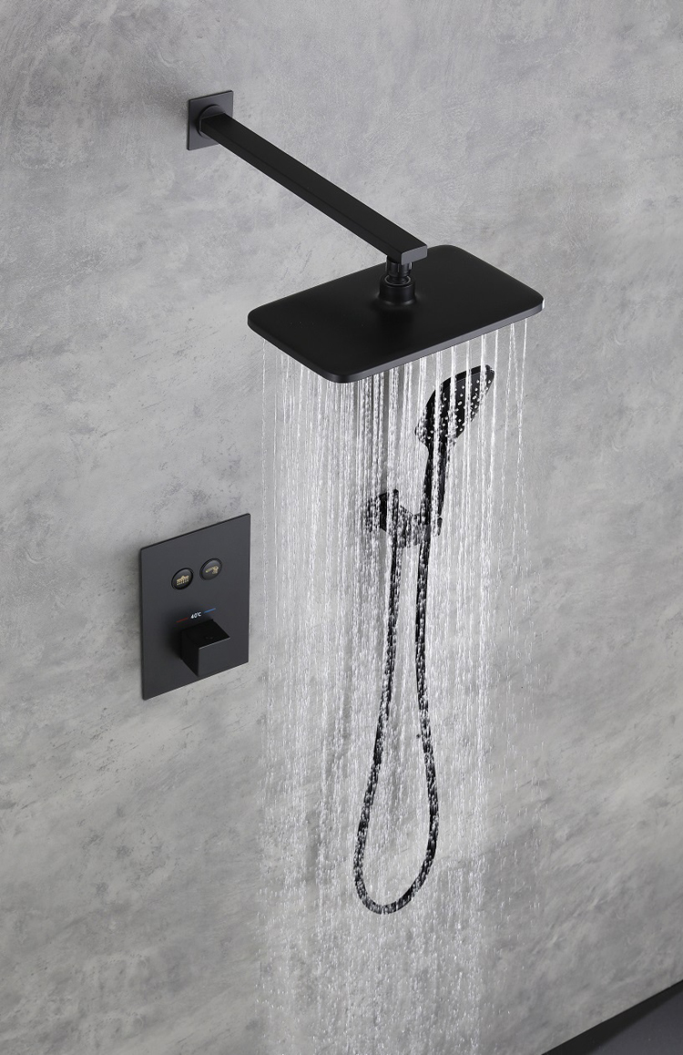 Juego de sistema de cabezal de ducha termostático oculto para baño