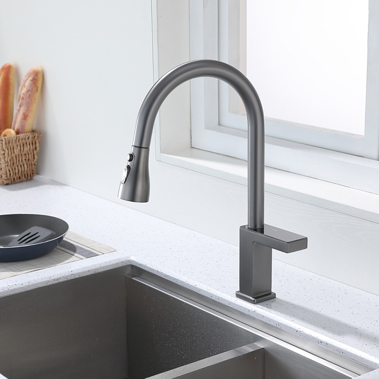 Grifos de cocina retráctiles con pantalla digital de temperatura de latón con rociador desplegable
