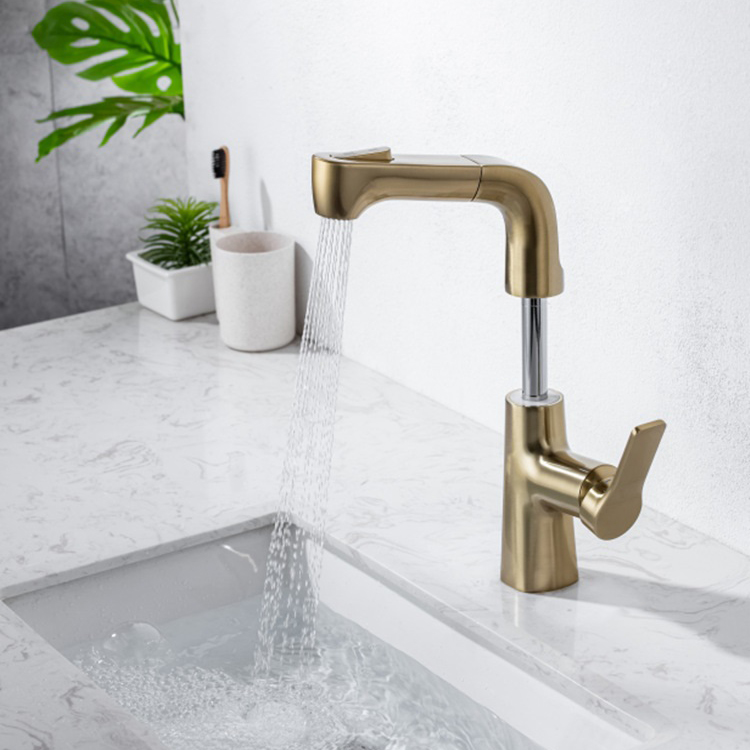 Grifo monomando para lavabo extraíble con un solo orificio, color negro