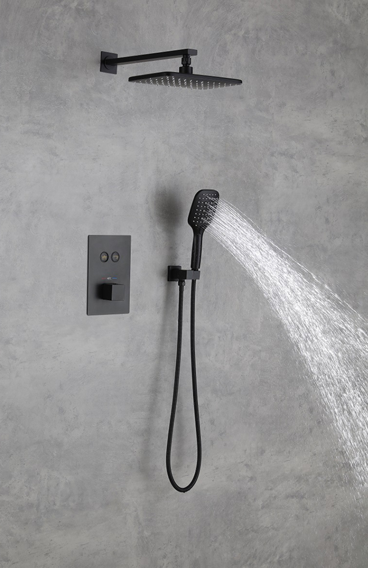 Juego de sistema de cabezal de ducha termostático oculto para baño