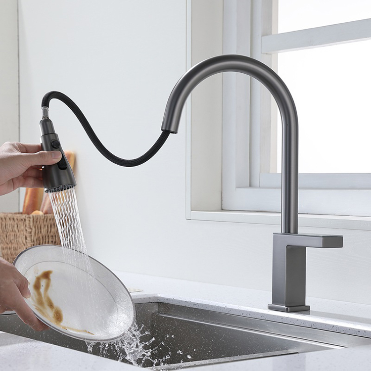 Grifos de cocina retráctiles con pantalla digital de temperatura de latón con rociador desplegable