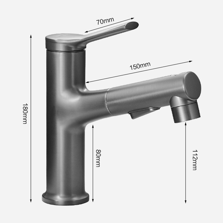 Grifos mezcladores para lavabo con grifo extraíble de un solo orificio para baño