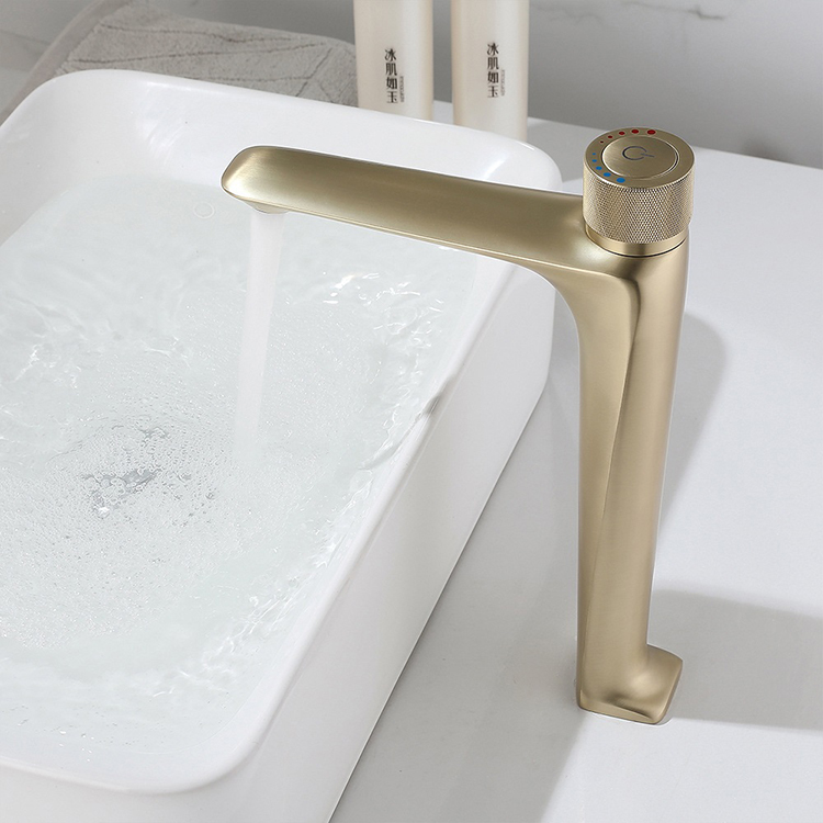 Grifo para lavabo de baño, mezclador de lavabo alto de un solo orificio montado en cubierta