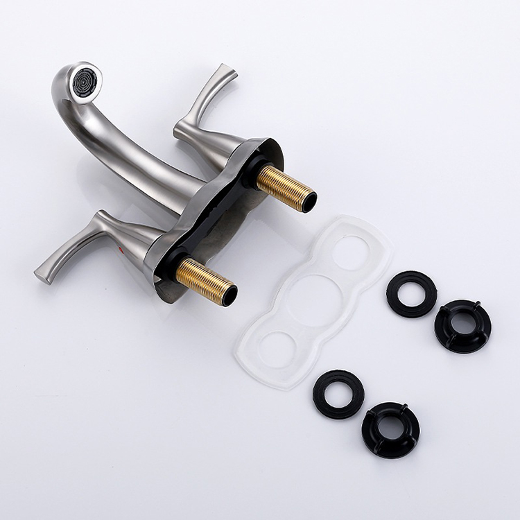 Grifo mezclador para lavabo de baño con 2 manijas y juego central de 4 pulgadas