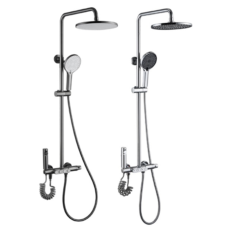 Sistema determinado termostático montado en la pared de la ducha del botón del sistema de ducha del cuarto de baño de la lluvia 4 in1