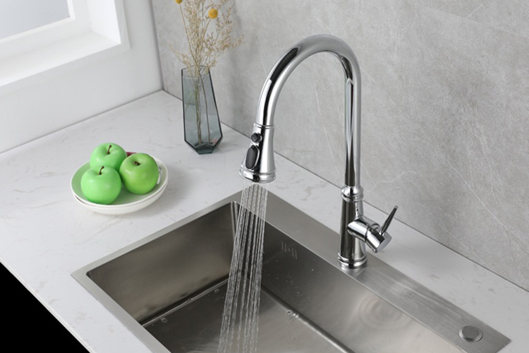 Mezclador de agua de cocina retráctil, grifo de cocina abatible de acero inoxidable 304