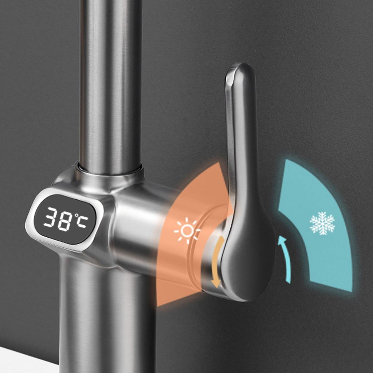 Grifo giratorio moderno de 360 ​​grados para fregadero de cocina, grifo extraíble con pantalla Digital de temperatura