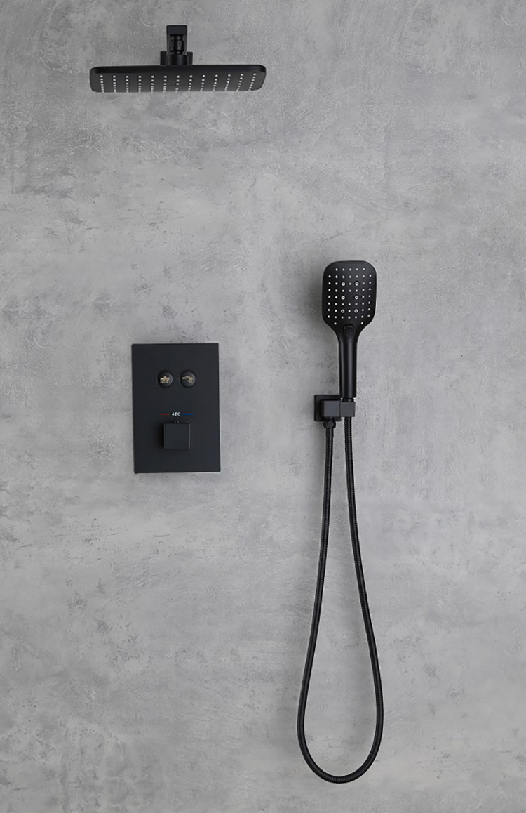 Juego de sistema de cabezal de ducha termostático oculto para baño